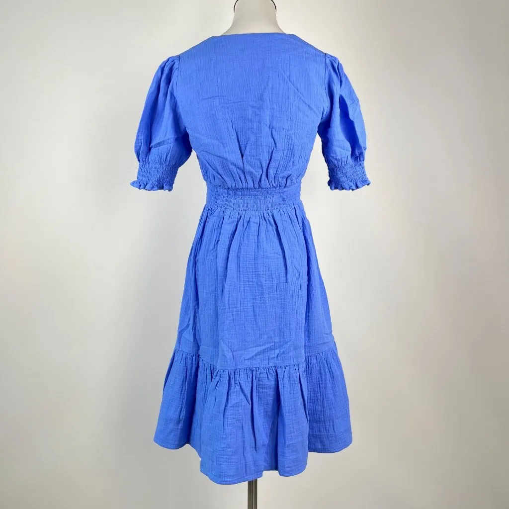 NWOT Boden Ada Double Cloth Cotton Blue Dress Size 6 Knee Length - Image 5