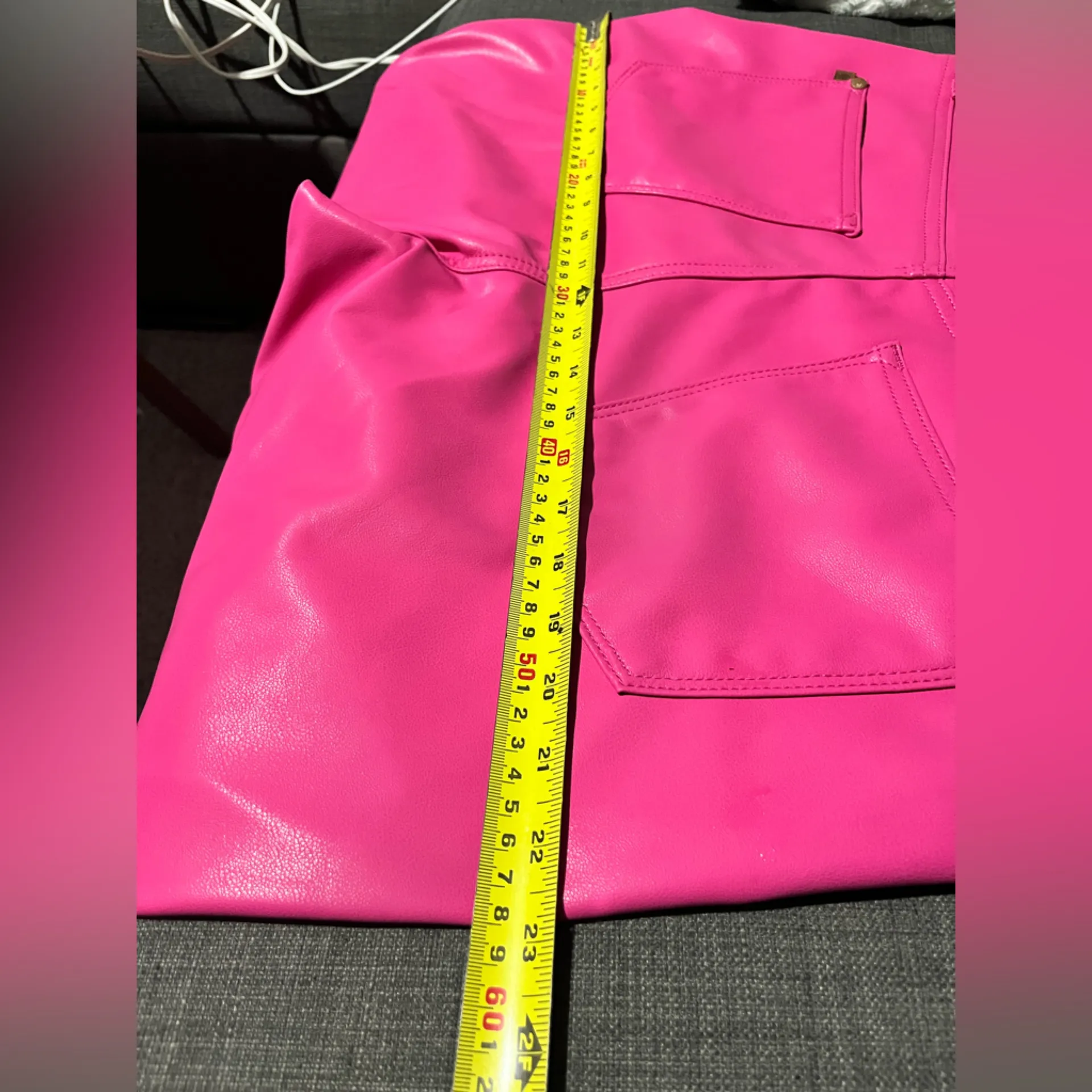 Judy Blue Hot Pink
Tummy Control
Vegan Leather
Straight Stretch Jean Size 14W - Image 8