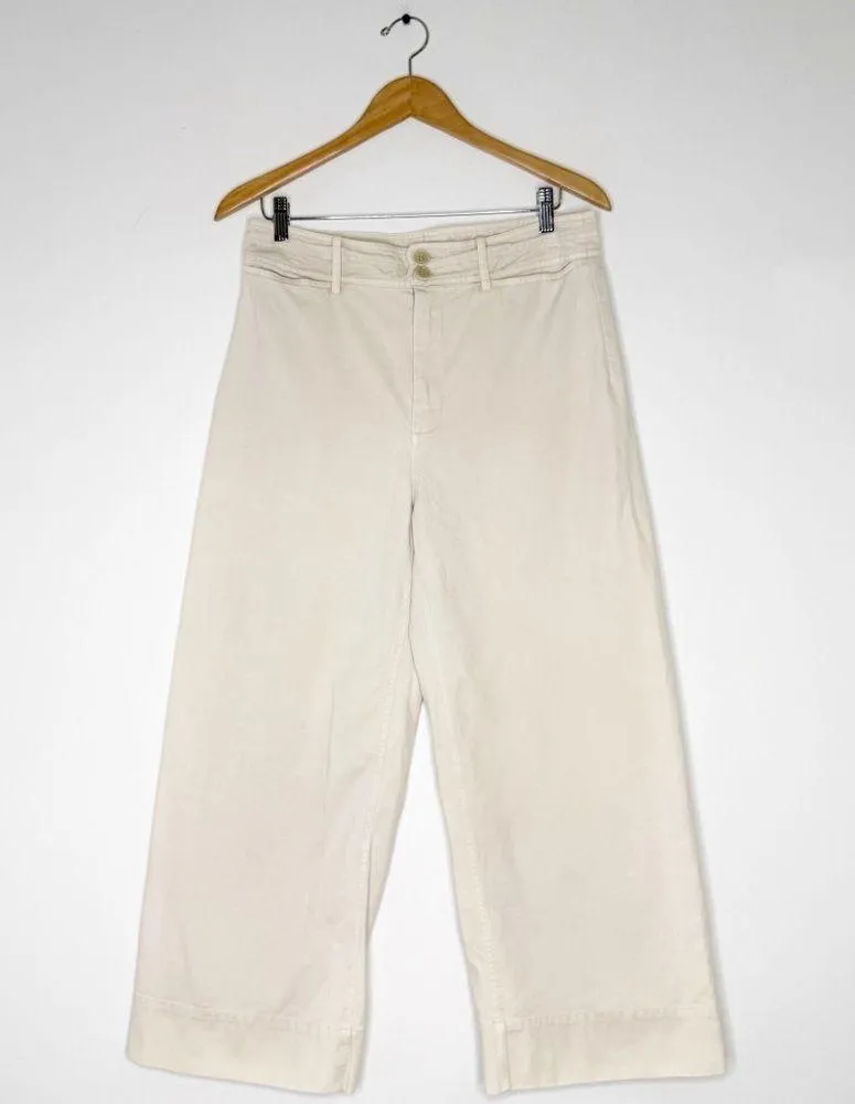 A Piece Apart Mari Barrel Jeans Size 10 Ecru Khaki High-Rise Wide Leg Crop - Image 2