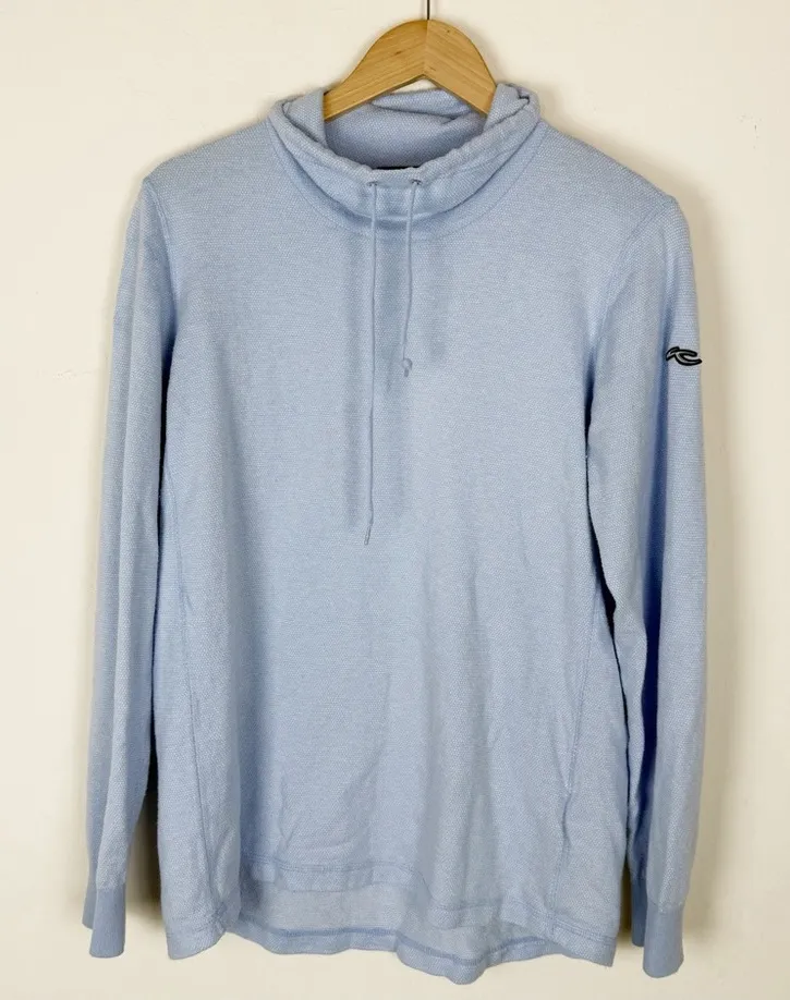 KJUS Cowl Neck Kessy Sweater Light Blue Cotton Cashmere Blend Pullover Size L - Image 1