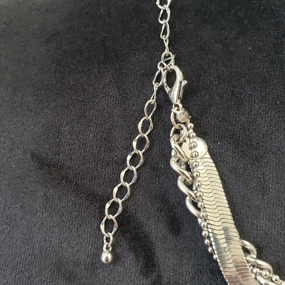 Womens Cuban Link and Snake Chain, Cross Pendant Necklace Silver - Image 7