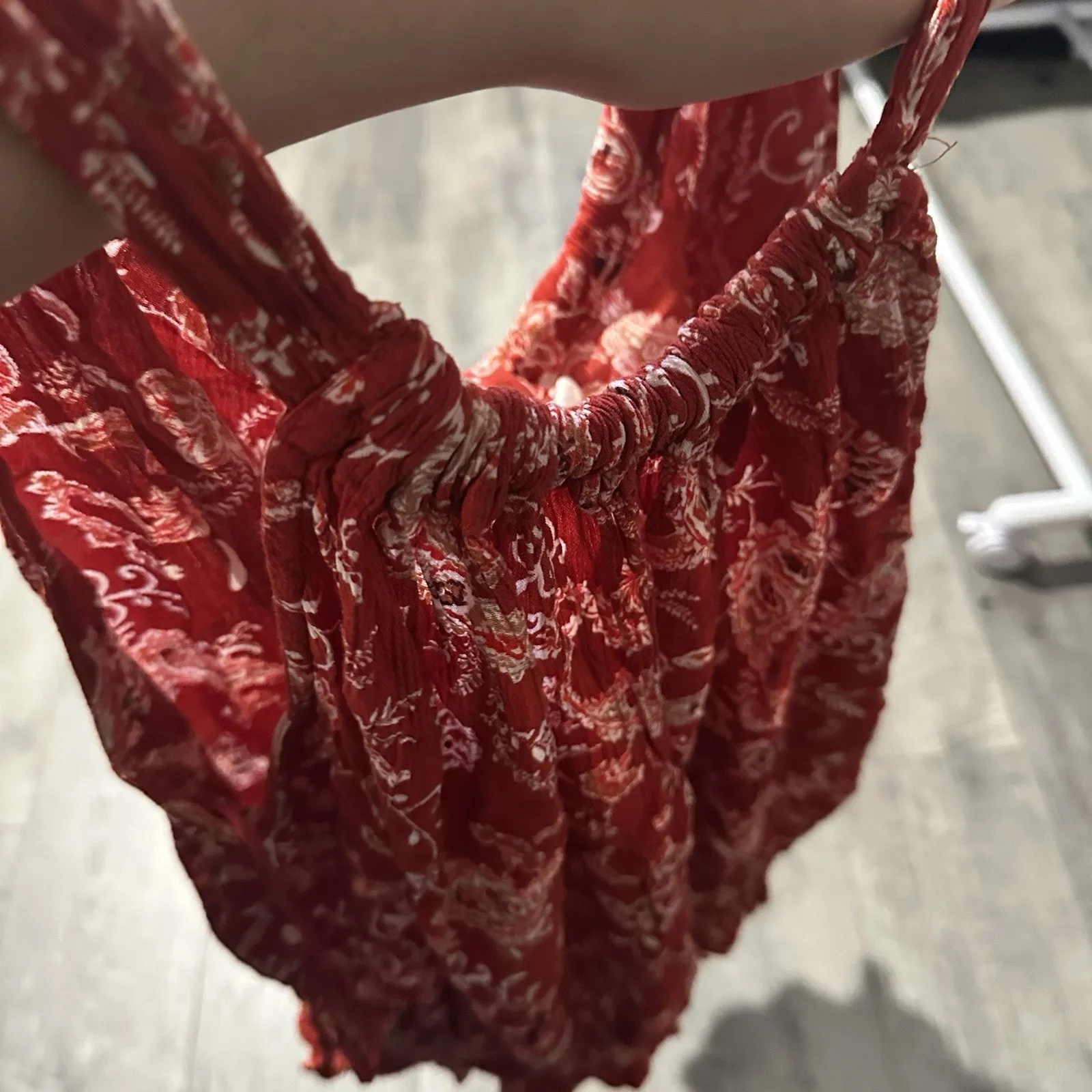 maurices large Women’s Patterned Blouse Tank Top red orange flowy ribbed - Image 4