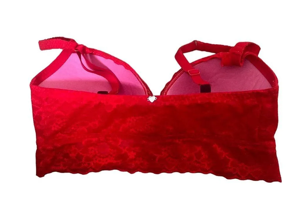 Victoria's Secret PINK Red Lace Push Up Bralette Size SD-DD - Image 8