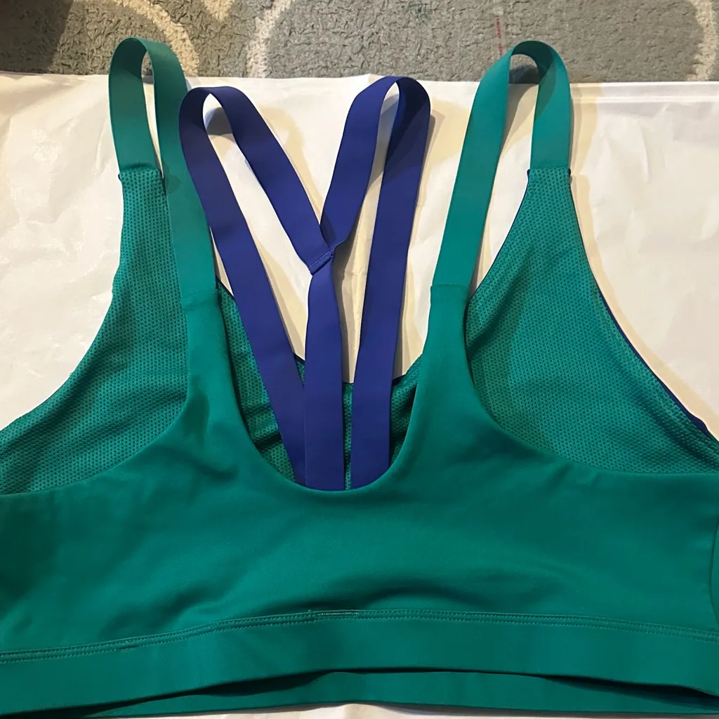 Nike Women's Dual-Tone Sports Bra - Teal and Royal Blue - Image 4