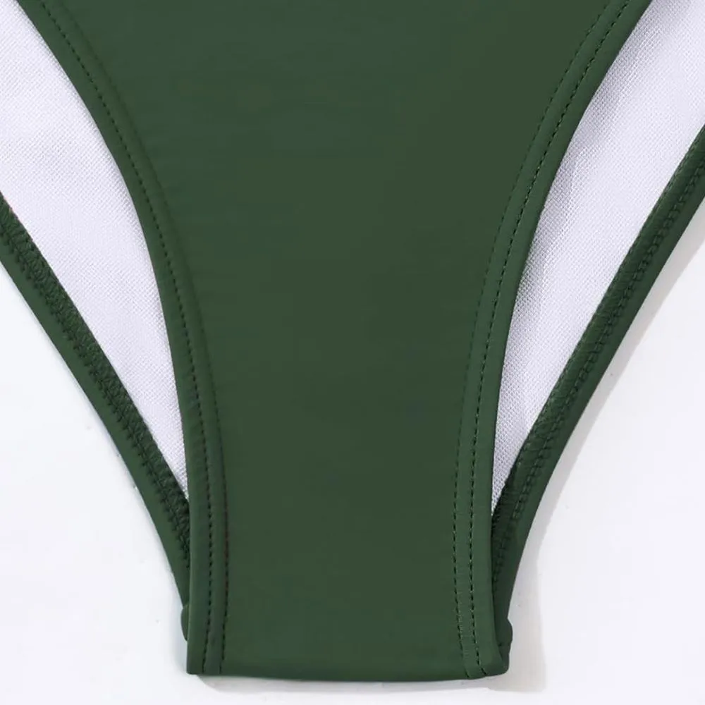 Tainehs Women's Push Up V Neck Bikini Sets Criss Cross Back Two Piece M Green Size M - Image 7