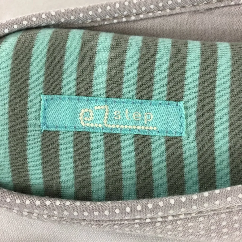 EZStep Womens Slippers Slides Fabric Floral Applique Polka Dot Gray Aqua Size 7 - Image 5