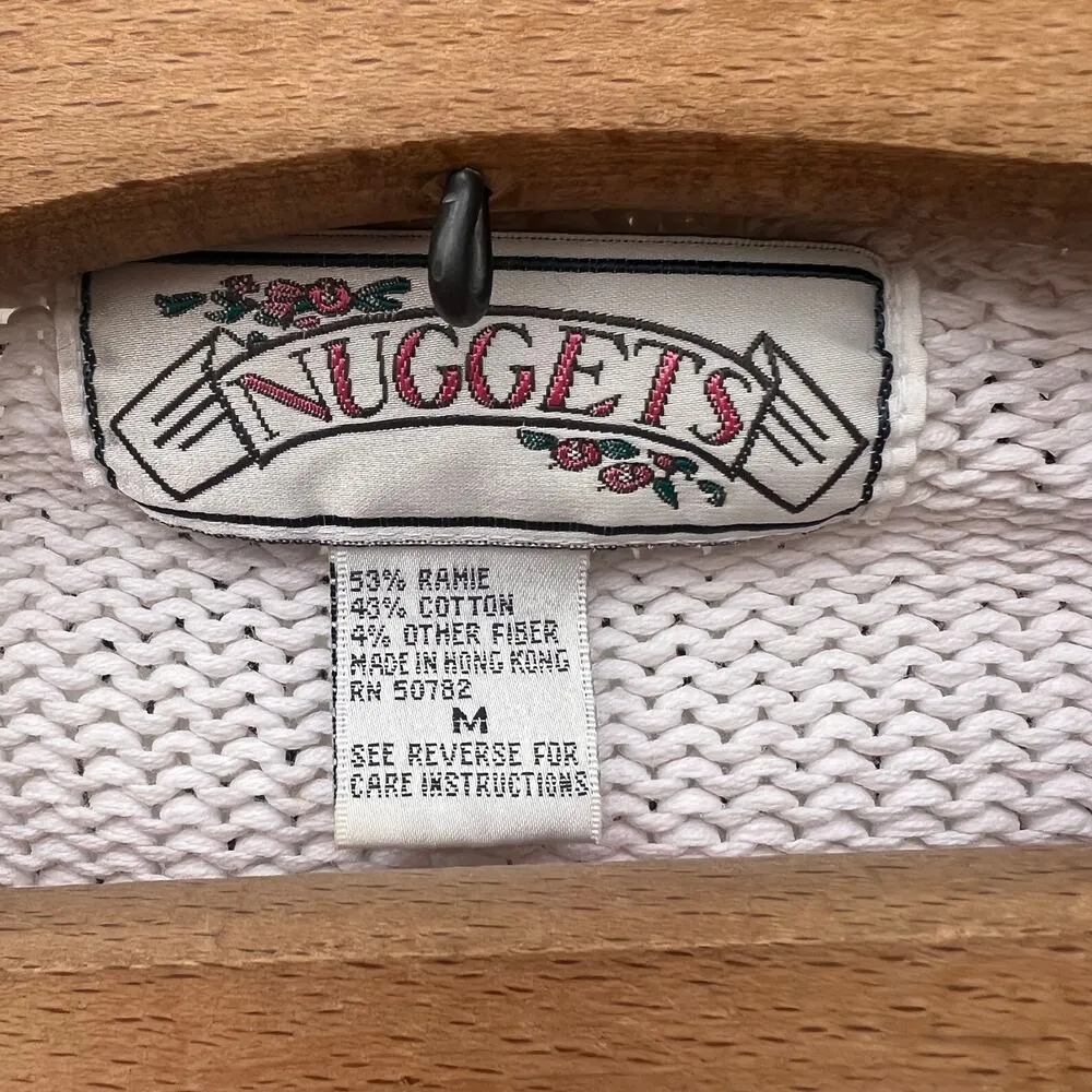 Vintage 90s Nuggets red cream floral scroll knit sweater MEDIUM - Image 4