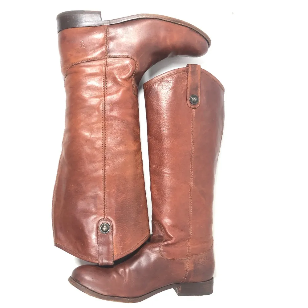 Frye Melissa Button Leather Womens Tall Riding Boot, Cognac, size 9.5 B - Image 7
