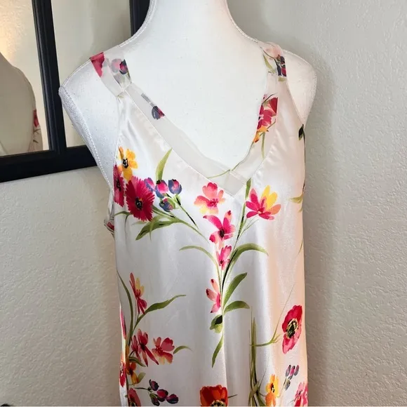 OSCAR DE LA RENTA Pink Label Floral Satin Slip Midi Dress Size‎ Medium - Image 2