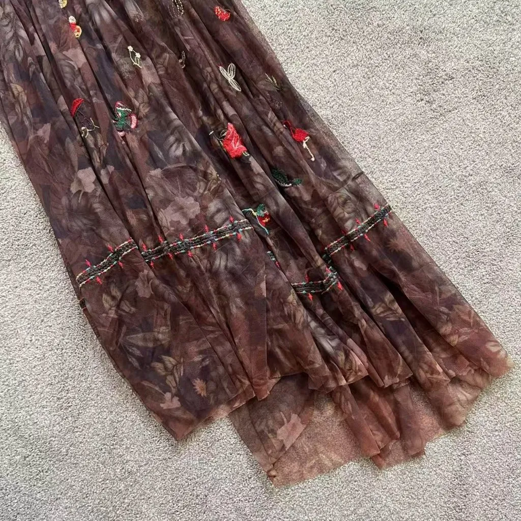 NWT $395 JOHNNY WAS BIYA Nyah Embroidered Mesh Maxi Tank Dress Size S - Image 11