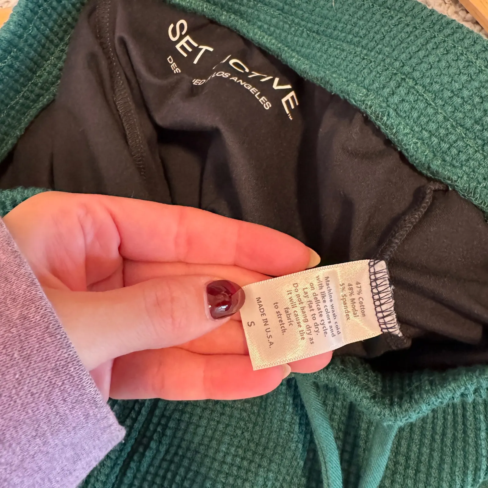 Set Active Mojito Green Waffle Knit Mini Cardigan Set - Image 9