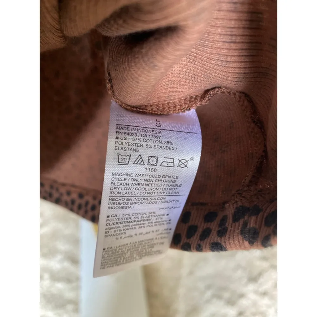 Old Navy Crop Top Bralette Black Brown Dot Ribbed Barre Workout Beach Lounge Y2K - Image 5