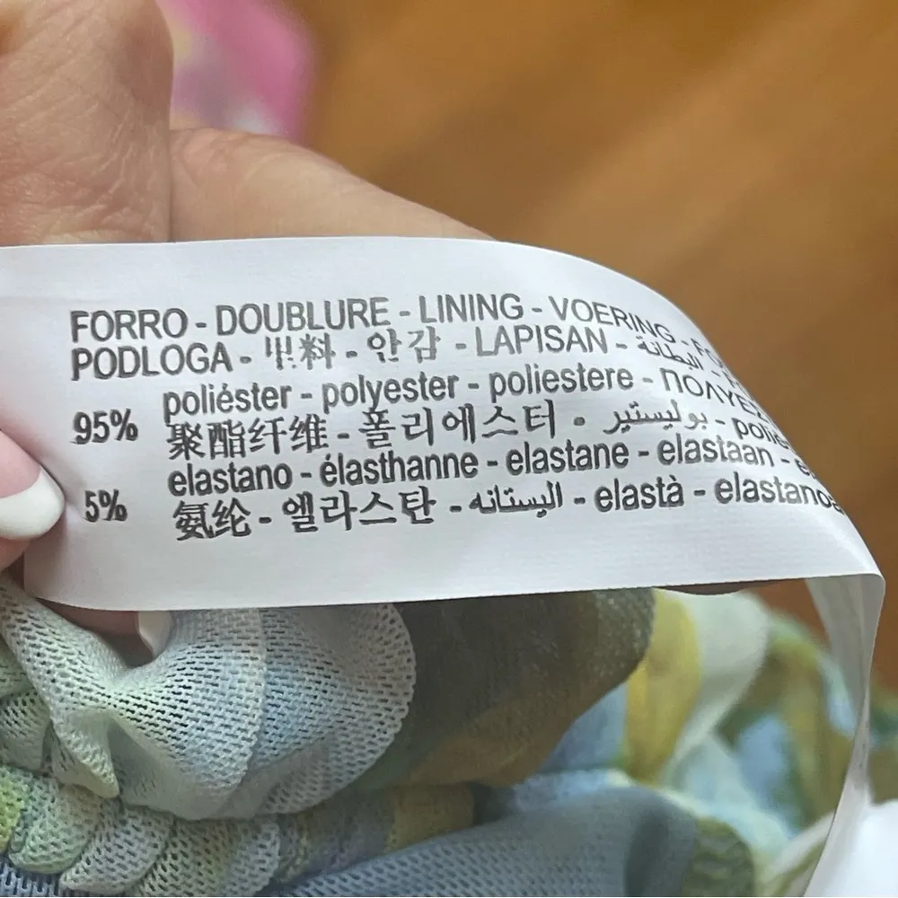 Zara Printed Tulle  Cropped Top bell sleeves ruffles Green Yellow Sz S - Image 14