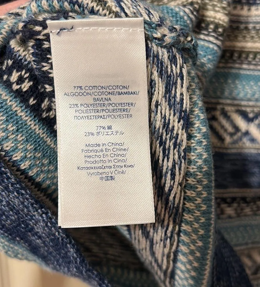 NWT Chaps Blue White Striped Aztec Open Cardigan Sweater 1X - Image 6