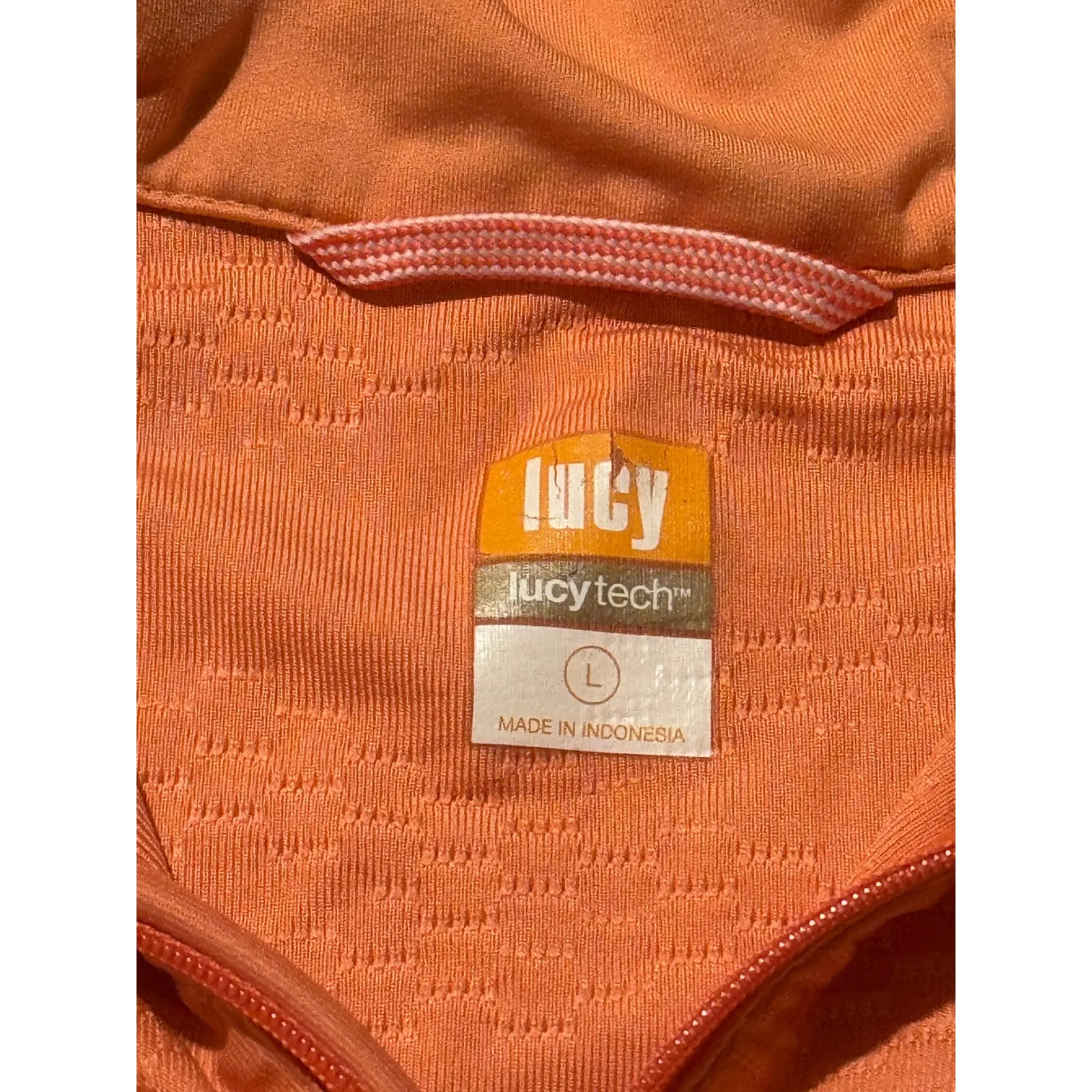 Lucy Tech Orange Textured Quarter Zip Pullover Athletic Shirt Women's Size L Size L - Image 4