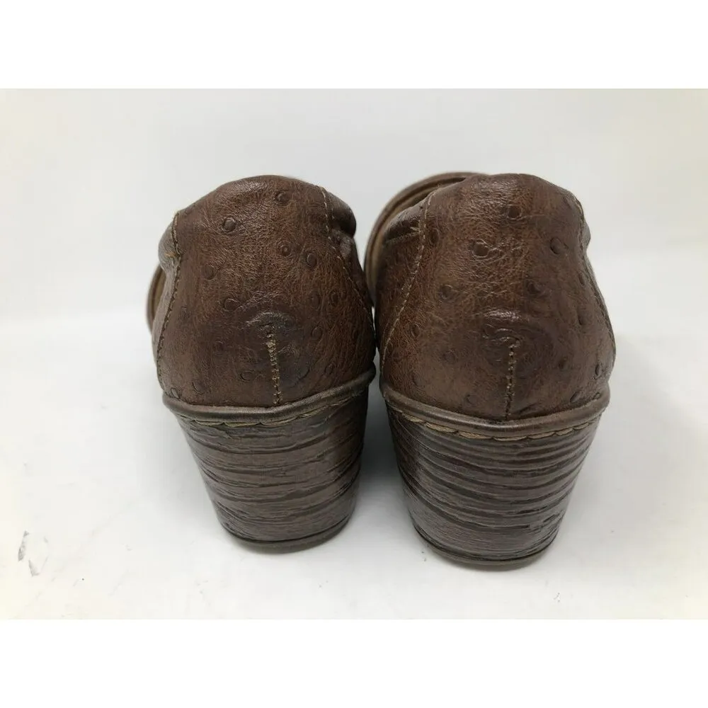 BOC Born Brown platform wedge leather dot textured clogs shoes Sz 9 - Image 4