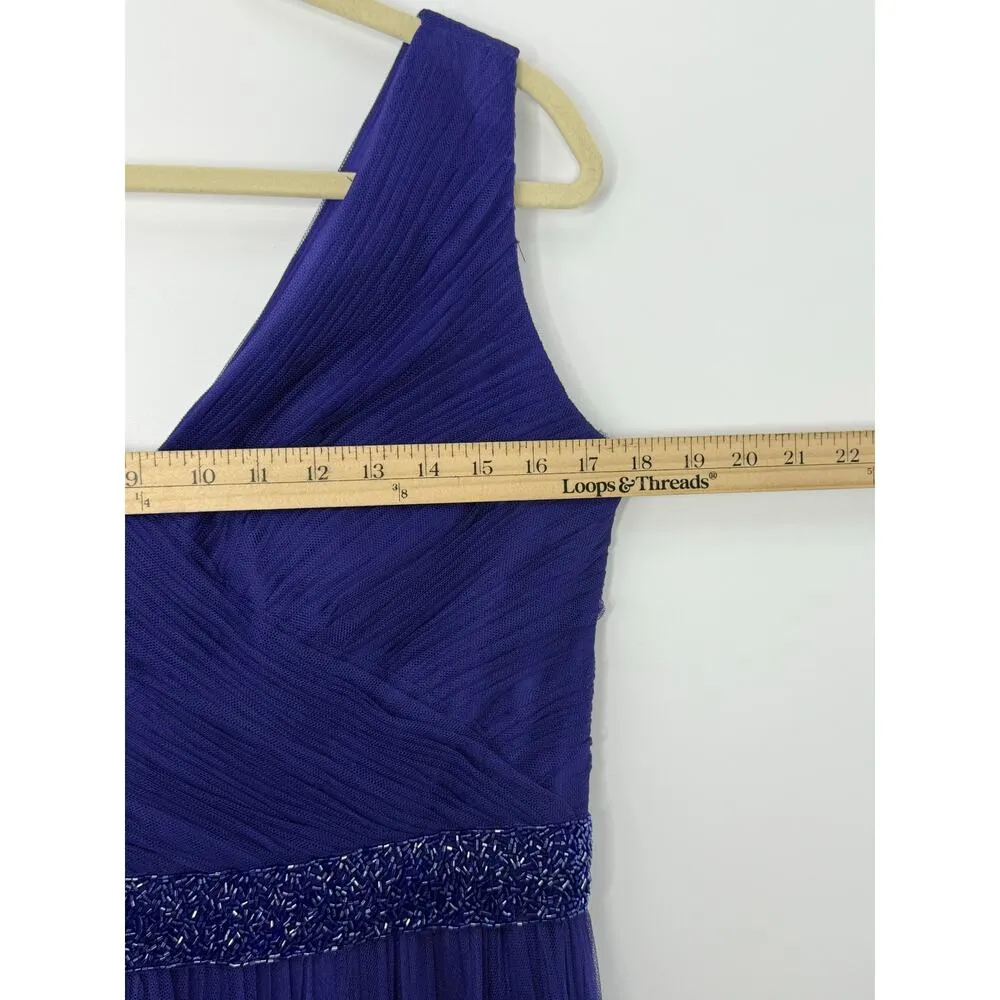 VM Collection Royal Blue Tulle Evening Gown Size 10 | Beaded Waist Formal Dress - Image 6