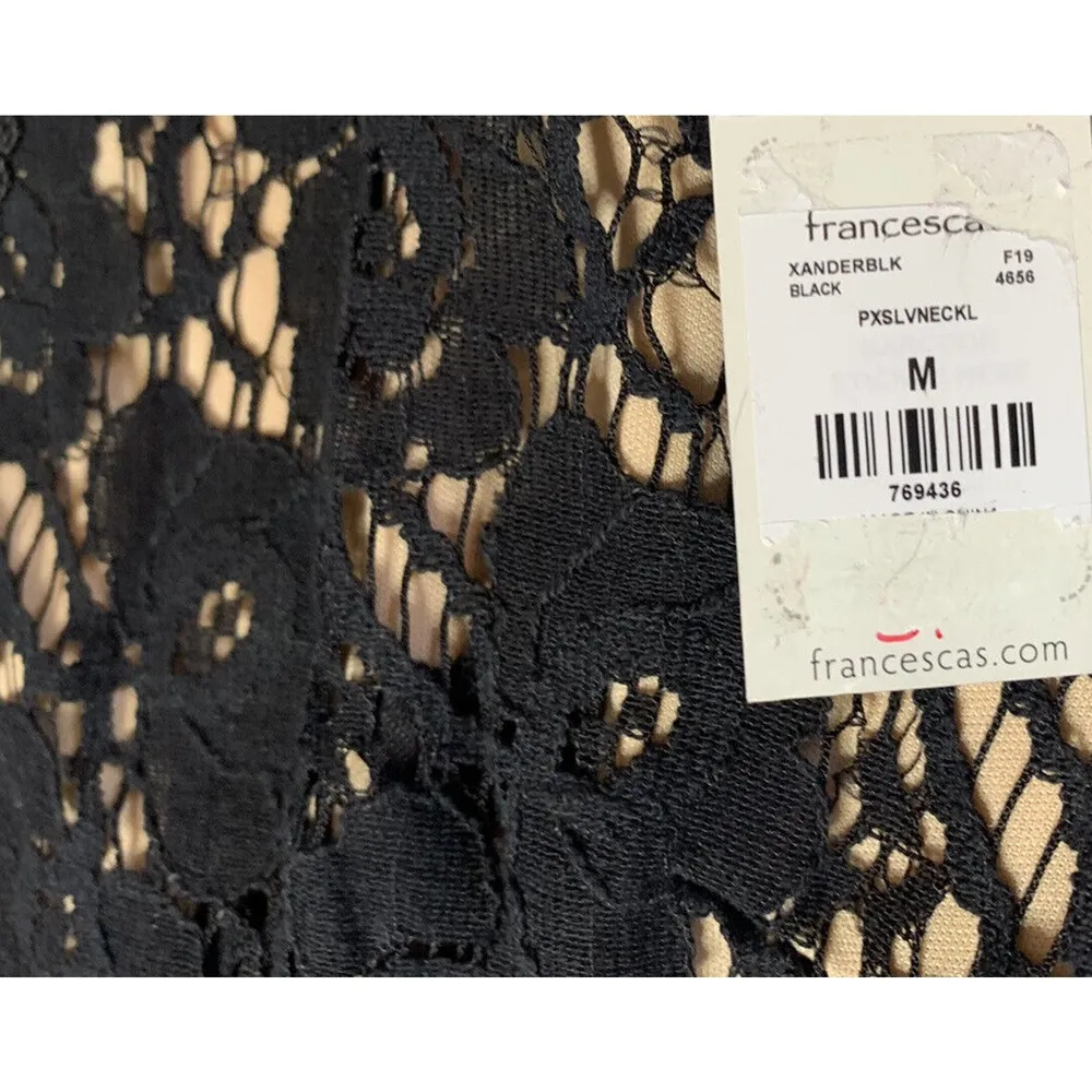 NEW Francescas Miami Xander Black Lace V Neck Fit & Flare Dress Exposed Zipper M - Image 9