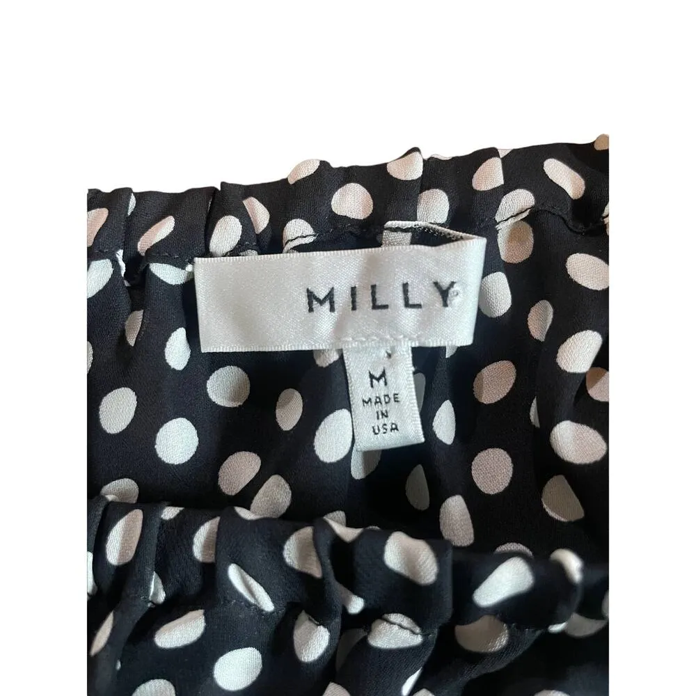 MILLY Eden Printed Silk Polka Dot Off Shoulder Top - Image 3