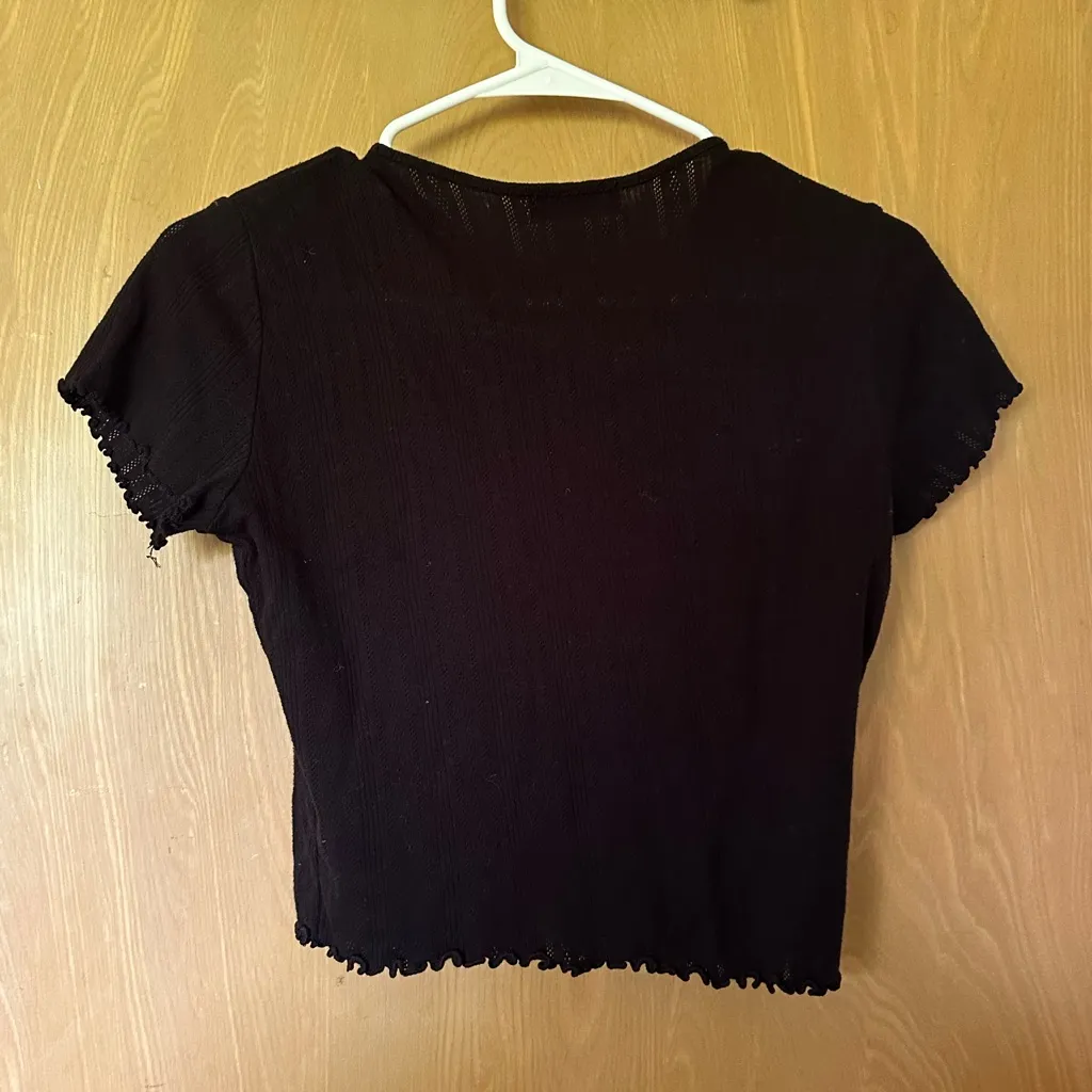 Basic Black Crop Knit Baby Tee Size L - Image 2