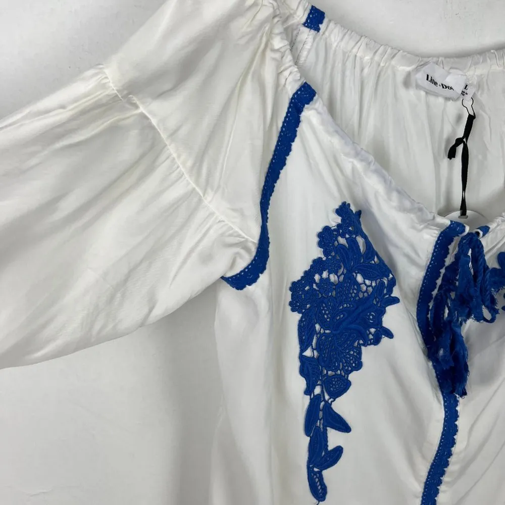 NWT Line & Dot Valor Embroidery Off the Shoulder Top White Size Large L NEW - Image 6