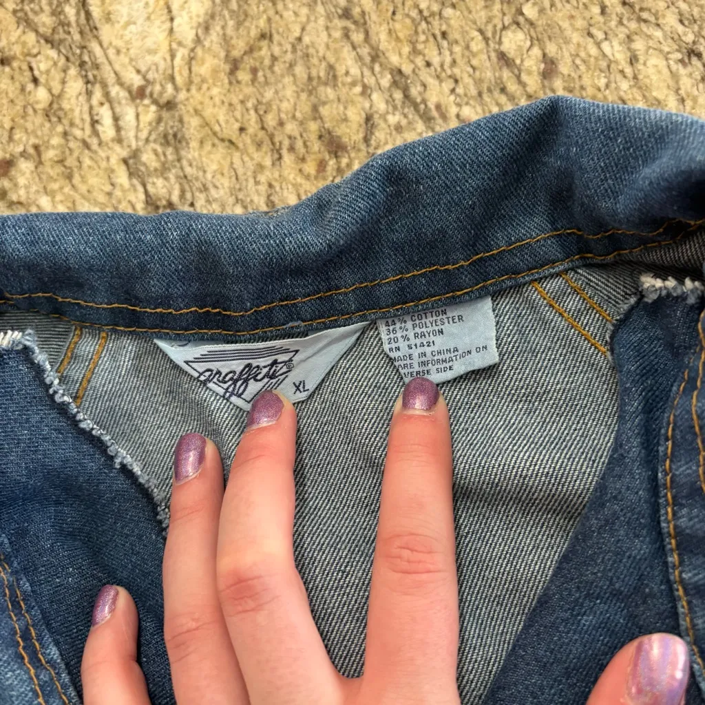 Vintage Jean Bomber Jacket Size XL - Image 2