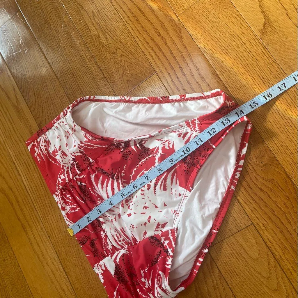 La Blanca Go Bold Hi Waisted Bottom Flame White Red Bikini Bottom Sz 10 - Image 11