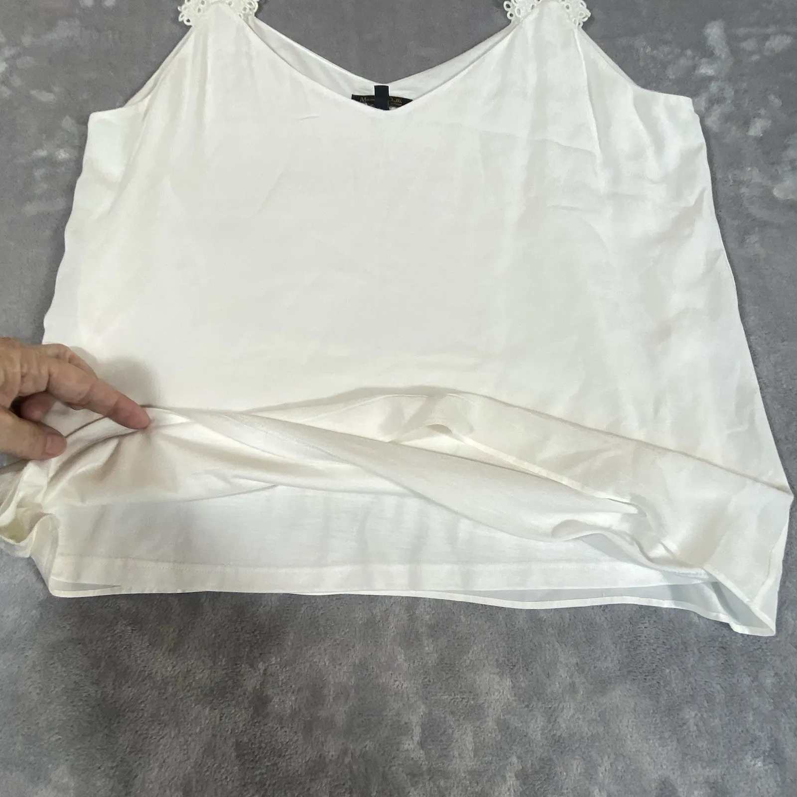 Massimo Dutti Summer Tank Top White Medium Crochet Straps Beach Resort Lines‎ - Image 9