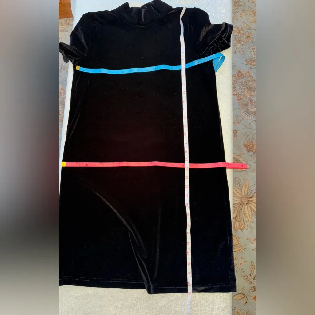 Black Velvet 60s Mod Short Sleeve Mock Turtleneck Shift Dress by Madewell XS - Image 5