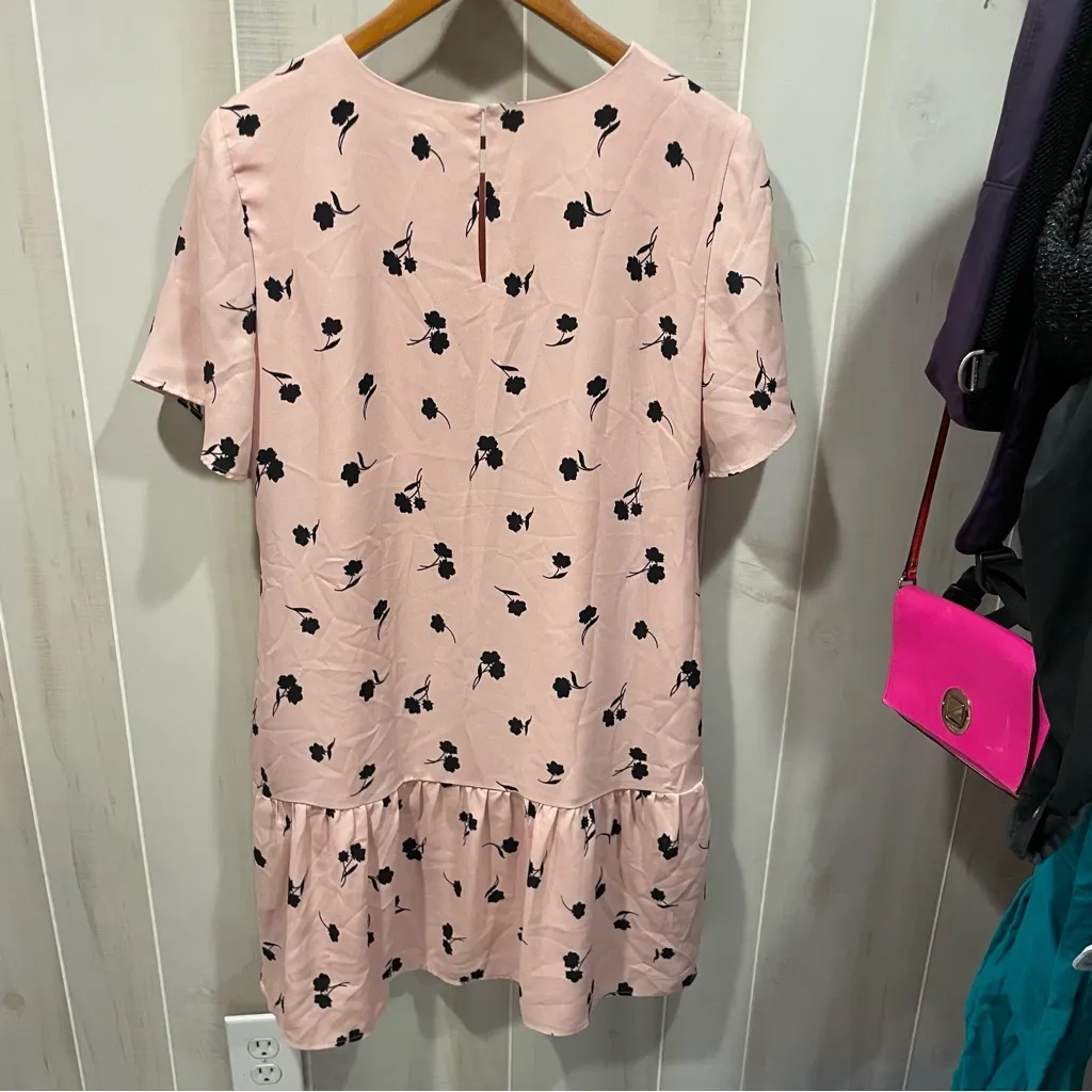 Cute pink blush ruffle short sleeve midi dress black floral whimsigoth coquette - Image 7