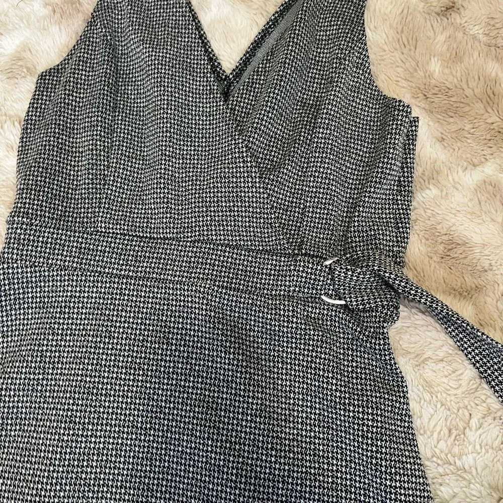 Houndstooth Mini Dress Black - Image 3