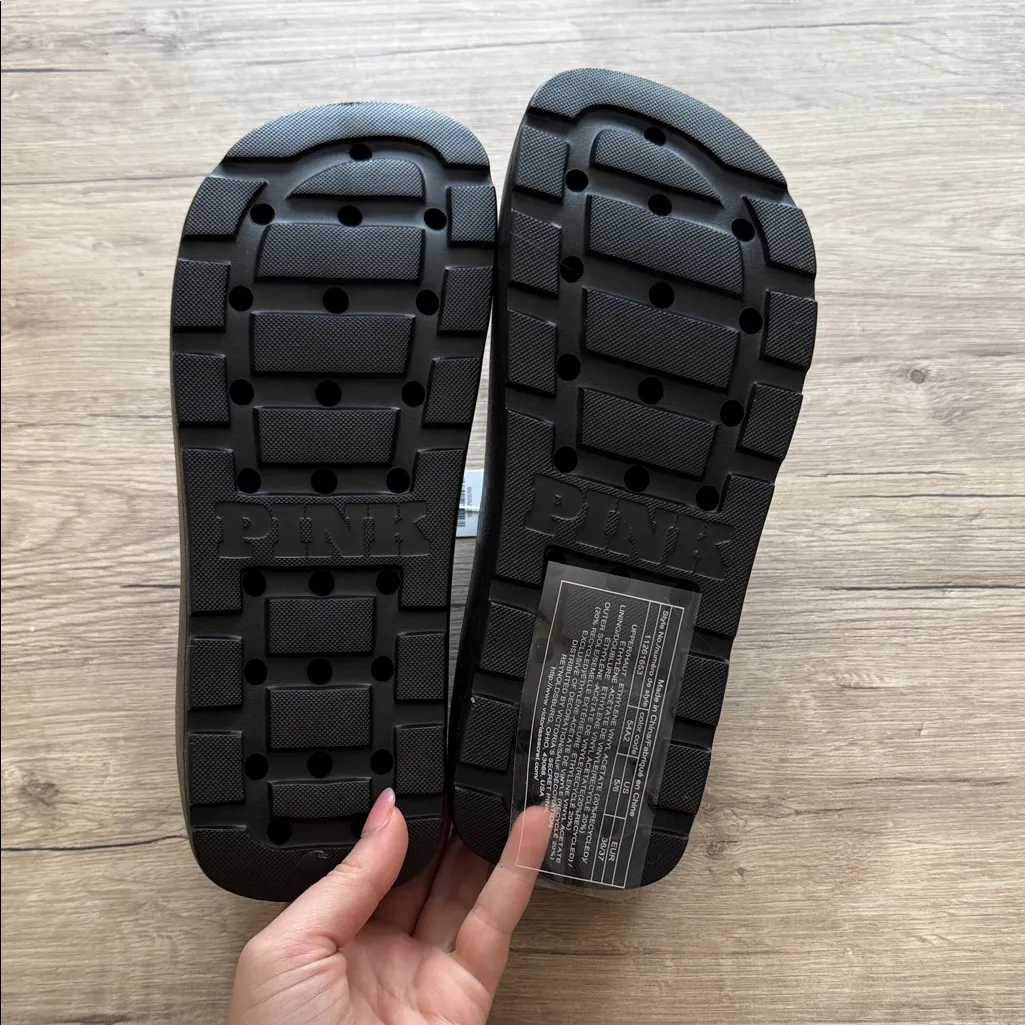 NWT PINK Victoria's Secret Black Slide Sandals - Image 8