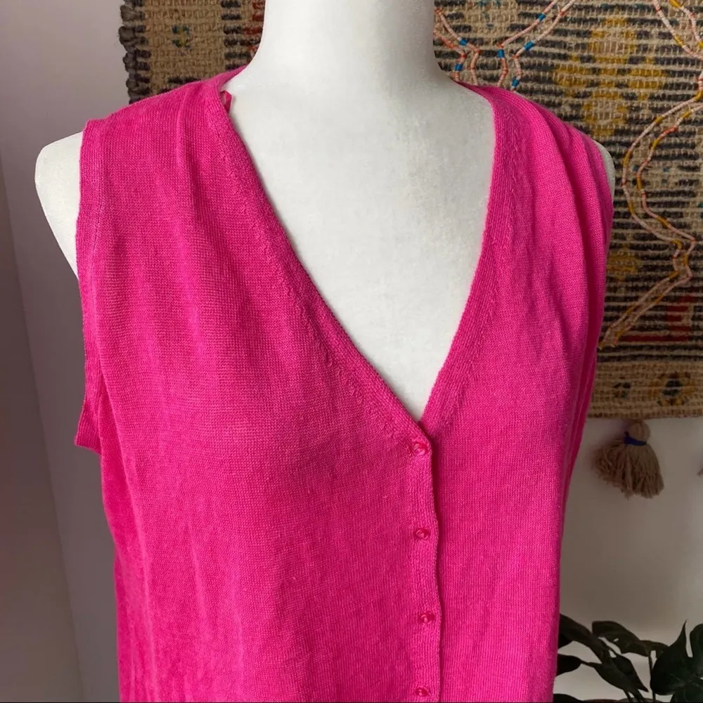 Zara Linen Blend Oversized Button-Down Vest - Image 3