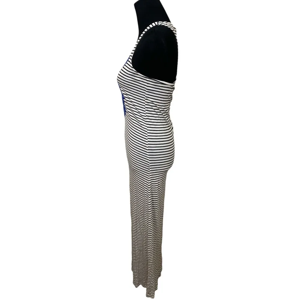 Embroidered striped knit racerback maxi dress vacation resort - Image 3