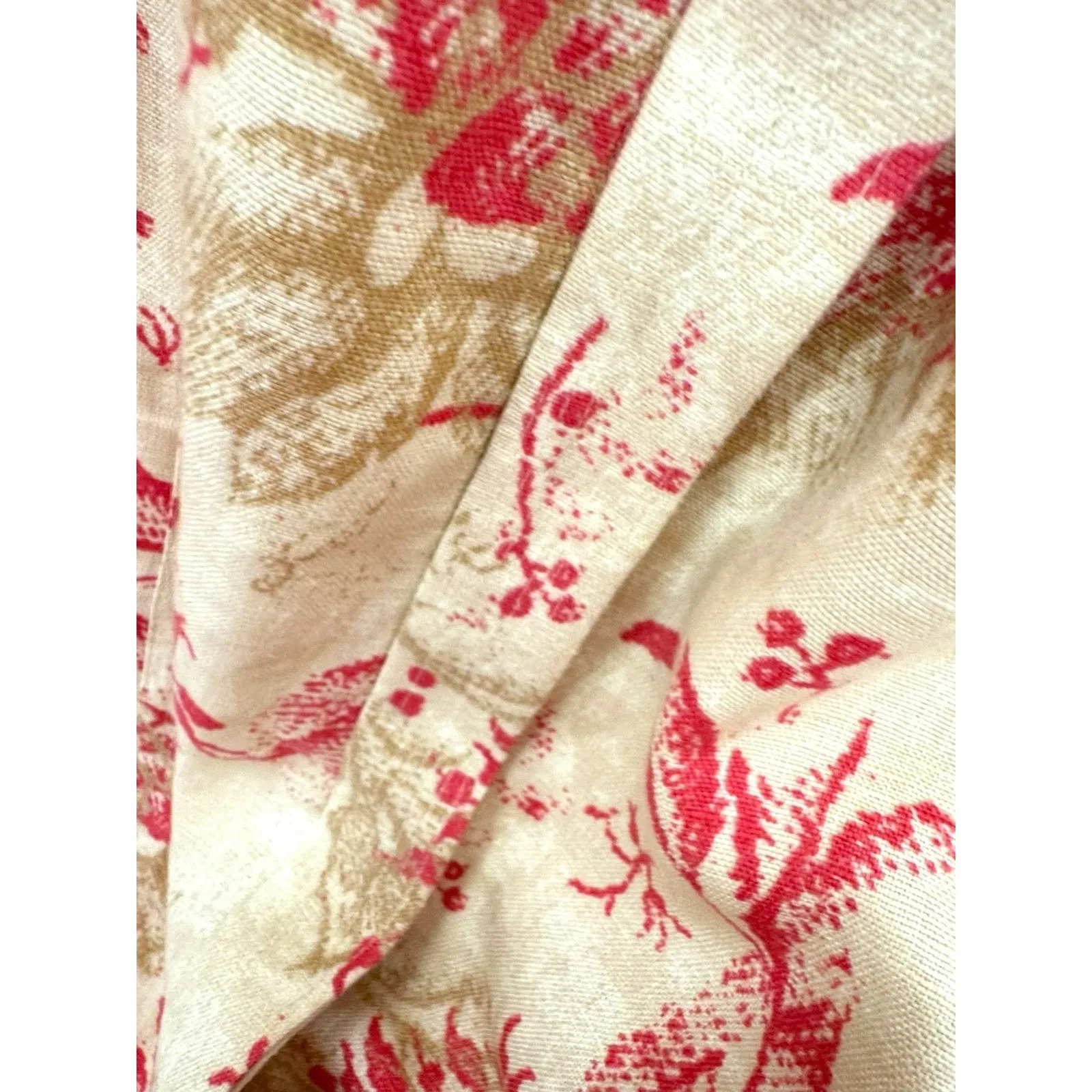 Sigrid Olsen Linen Jacket L Red Beige Bird Butterfly Tapestry Coat Boho Artsy - Image 4