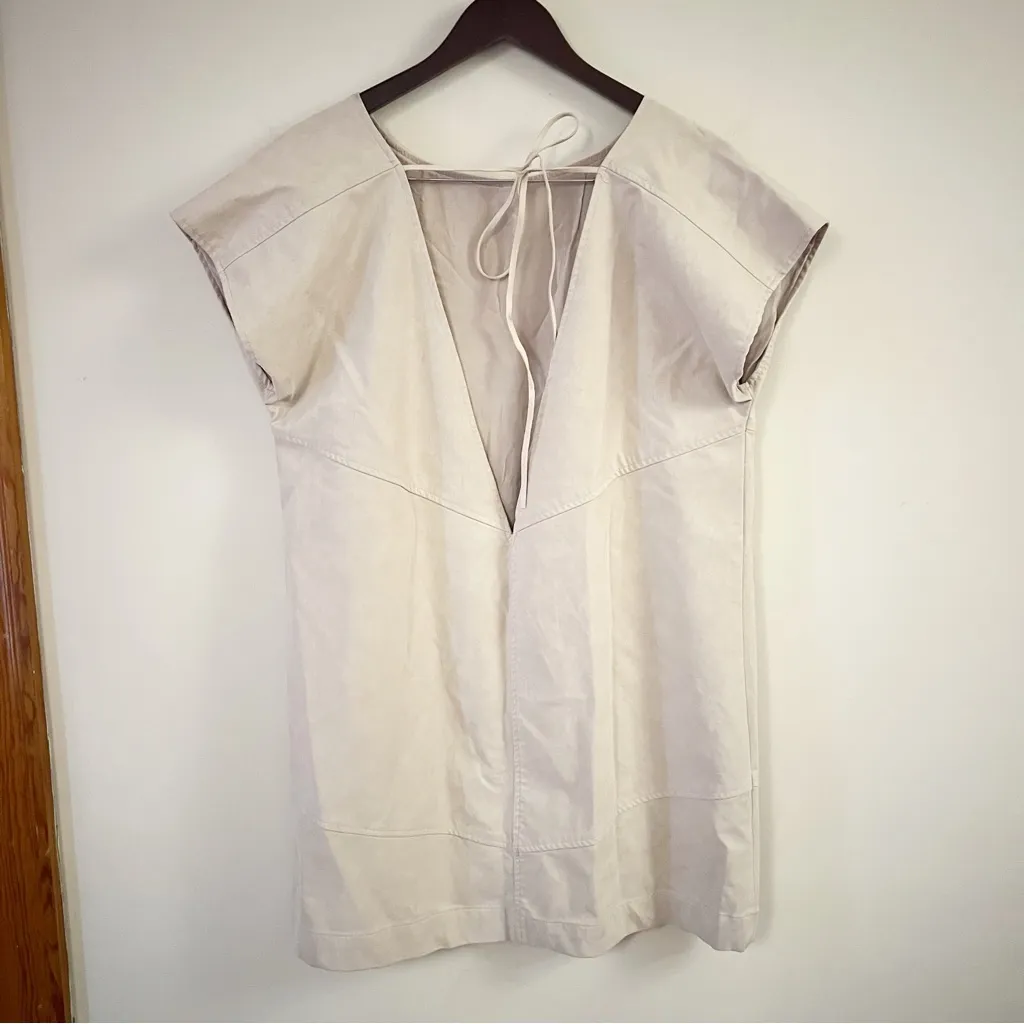 Free People Sawyer Vegan Suede Mini Dress Size Large Beige Open Back - Image 6