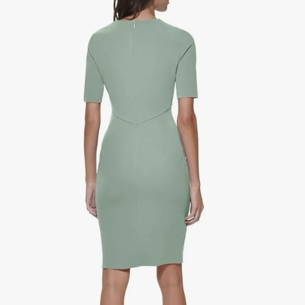 Calvin Klein‎ Sage Green Stretch Crepe Empire Waist Dress Size 18 - Image 3