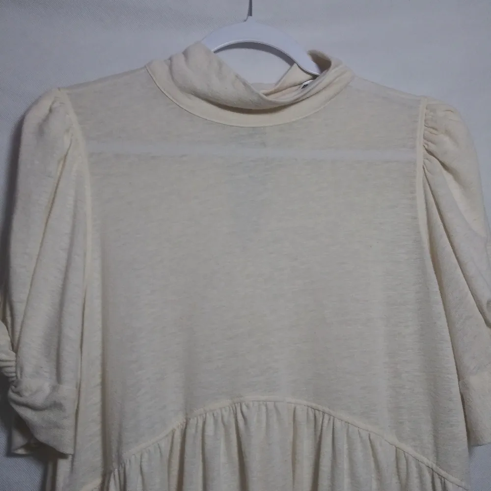 Free People Beach Cream Casual Linen Blend Dress Size M - Image 3