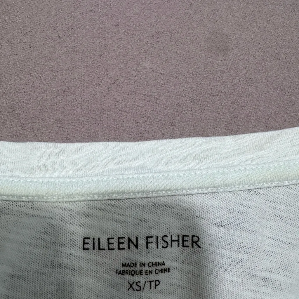 Eileen Fisher 100% Organic Cotton Yellow V-Neck Short Sleeve Tee - Image 2