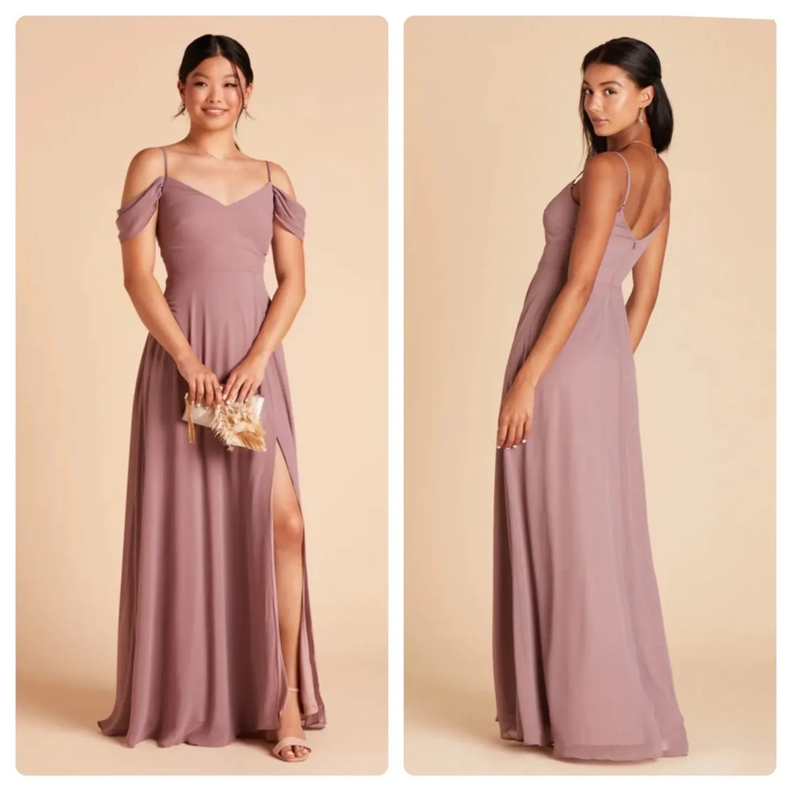 Birdy Grey Devin Convertible Chiffon Maxi Bridesmaid‎ Dress Dark Mauve Sz M NEW - Image 2