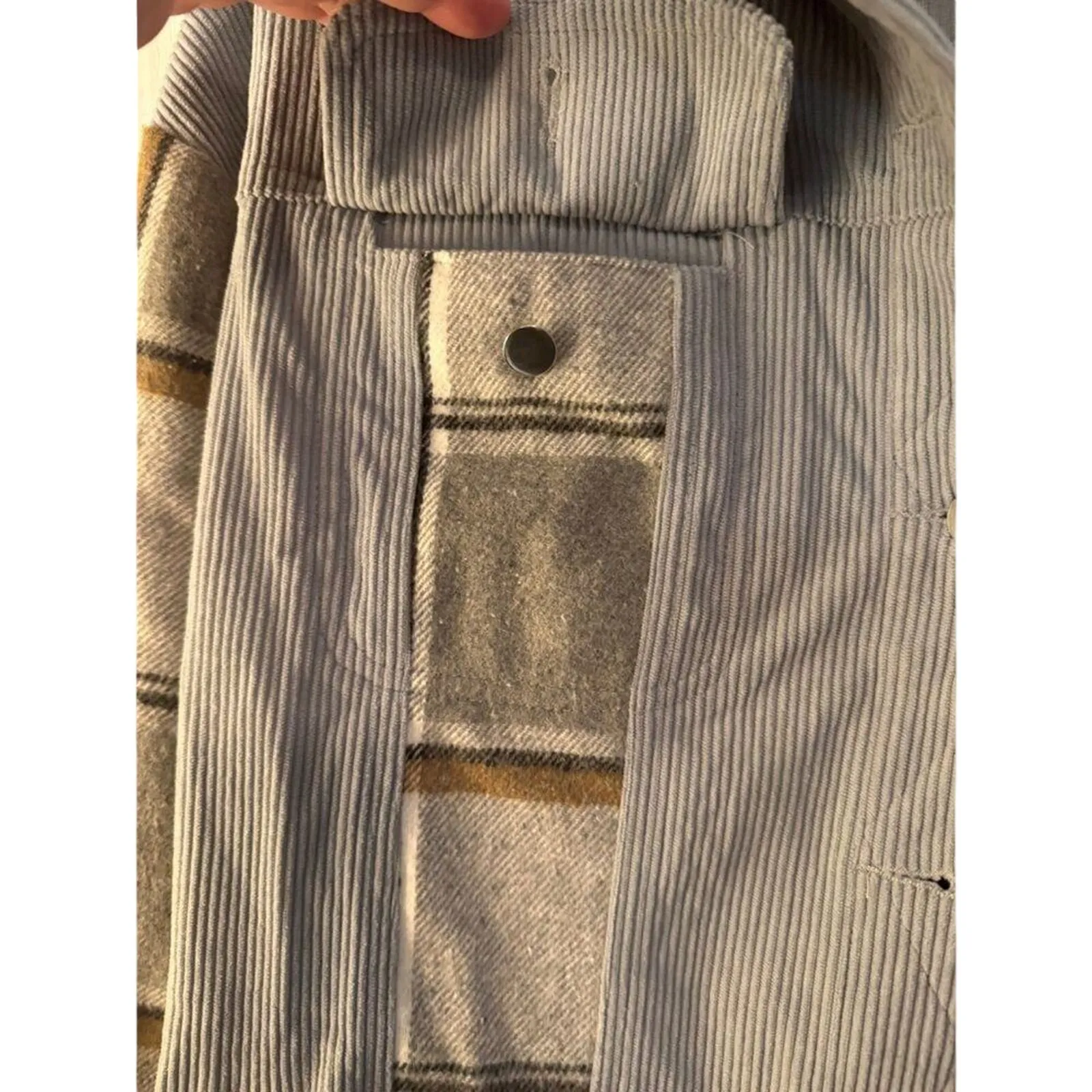 Corduroy with Plaid Accents Button Down Jacket Size XL New without Tag - Image 2