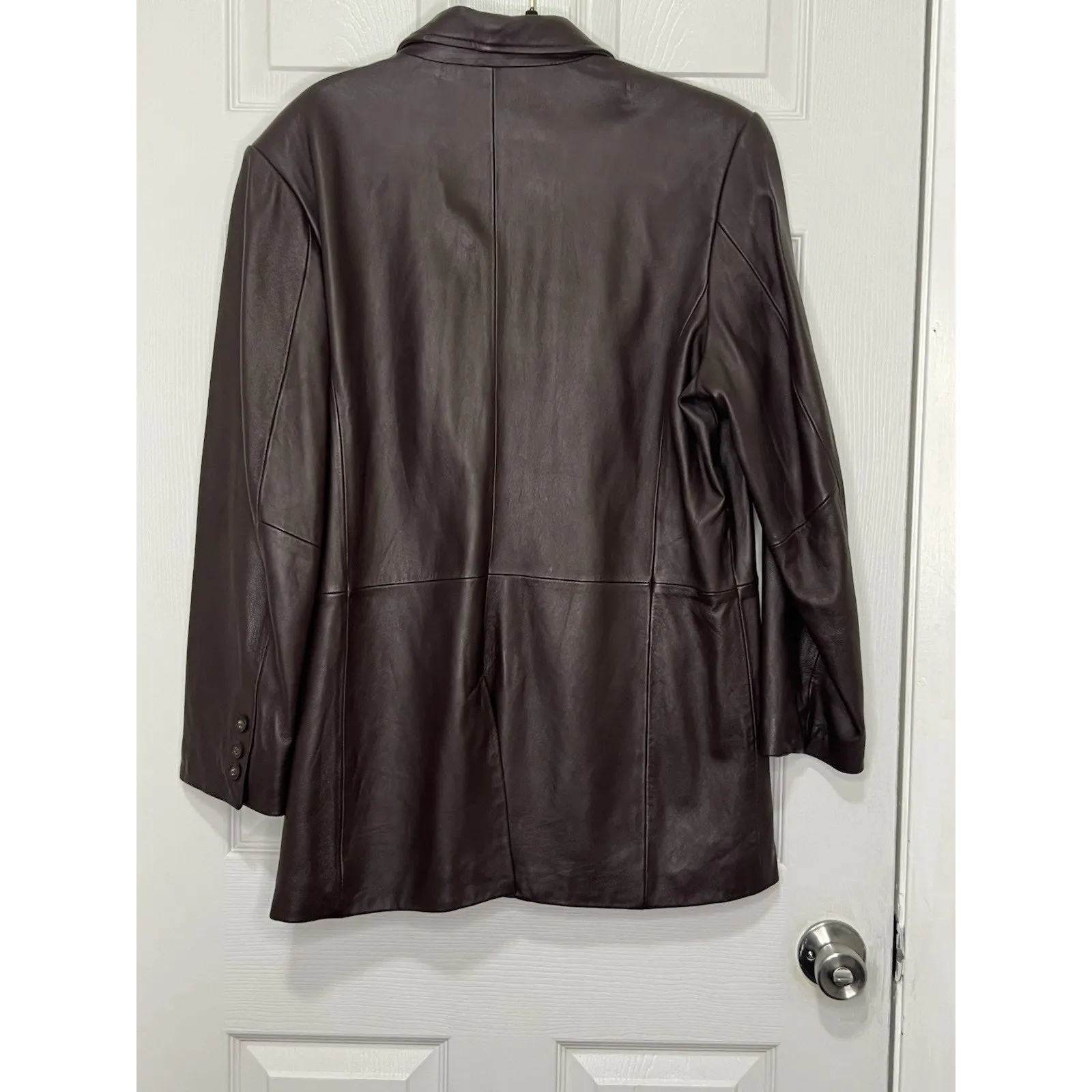 Terry Lewis Classic Luxury Women’s Soft Leather Jacket Size M Dark Brown - Image 7