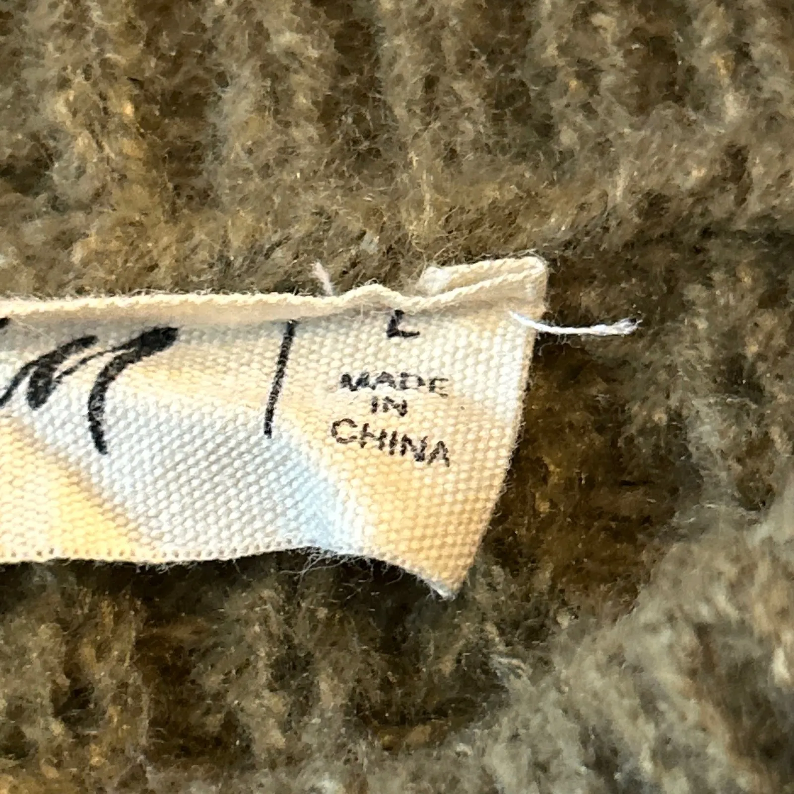 New In Waffle Knit Sweater Olive Green Neon Contrast Stitch Cropped Size Large Brown - Image 4