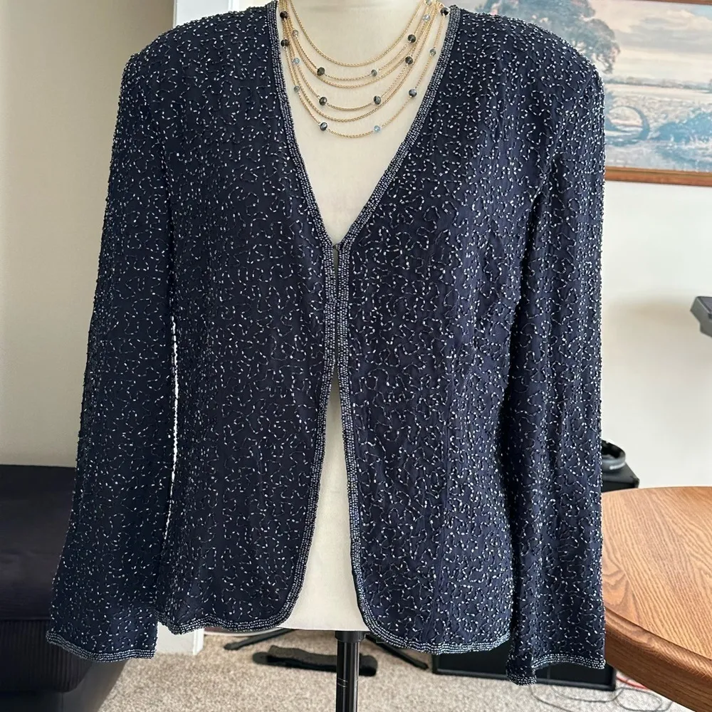 House Of Frazer All Over Sequin Blazer Jacket Size 12 Black - Image 3