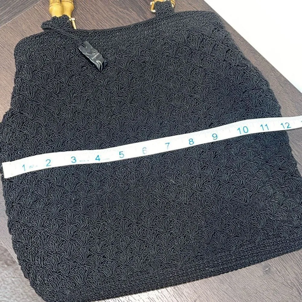 Liz Claiborne Vintage Crochet Bamboo
Handle Bag Y2K Purse‎ Handbag Black - Image 9