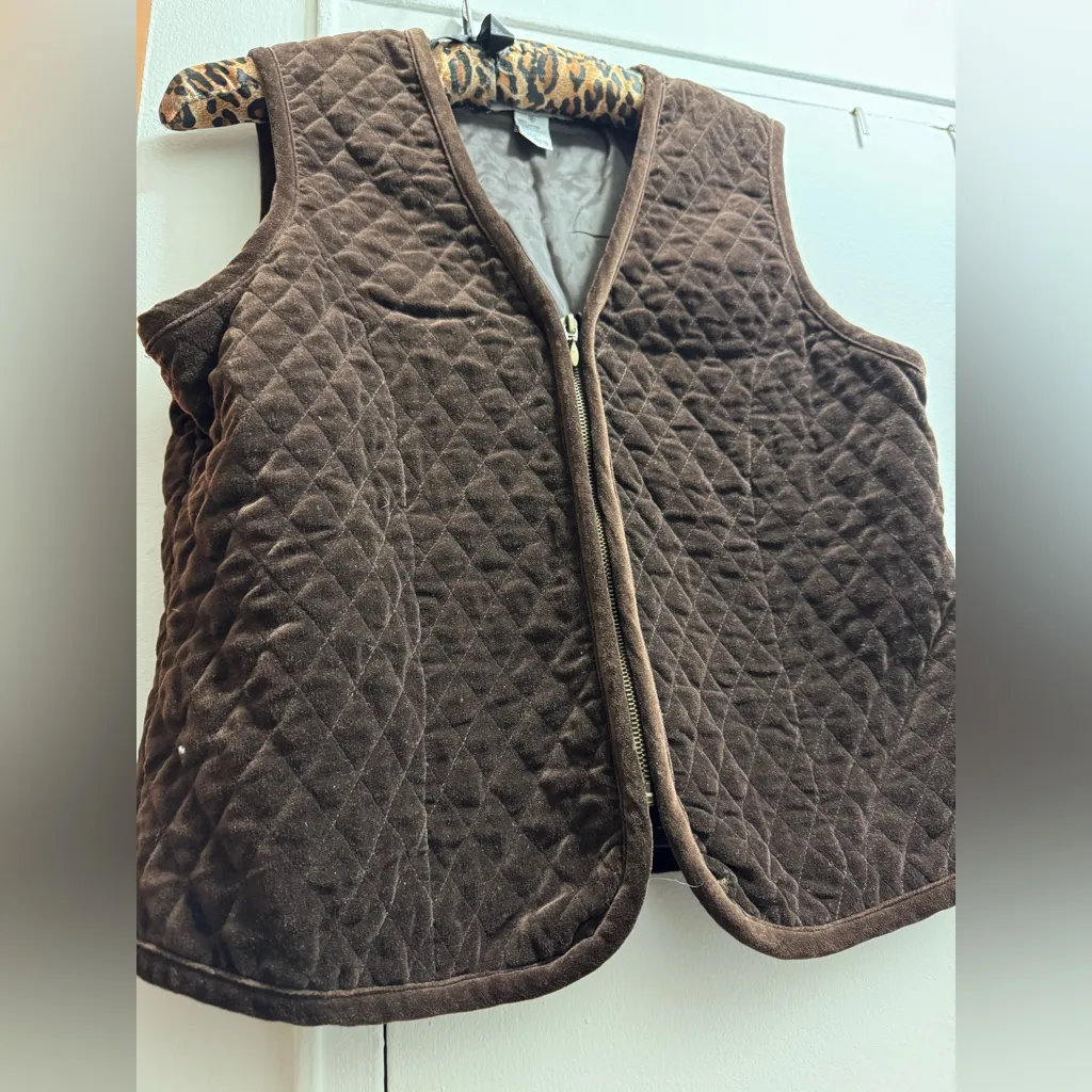 Vintage Real Comfort Sleeveless Vest chocolate Brown faux suede equestrian M Size M - Image 3