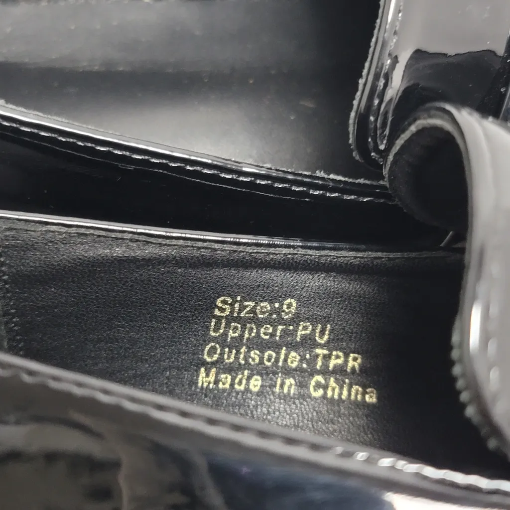 New York & Company Women's Penny Chunky Lug Sole Black Patent Leather Loafers 9 - Image 5