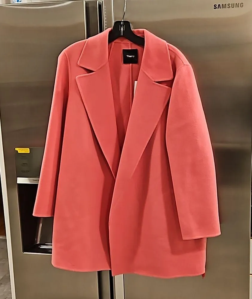 💕THEORY💕 Clairene Luxe Blazer Coat Wool Cashmere Blend Pink Orchid Large L NWT - Image 12