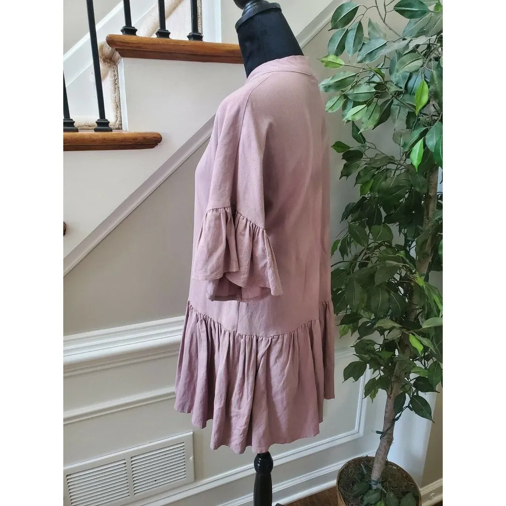 Day & Night Women's Purple Linen & Rayon 3/4 Sleeve Button Down Top Size Small - Image 5