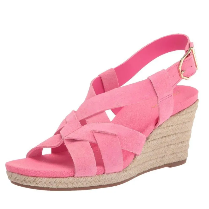 Cole Haan Crystal Wedge Leather Espadrille Strap‎ Sandal, Pink, Size 9, NWOB - Image 3